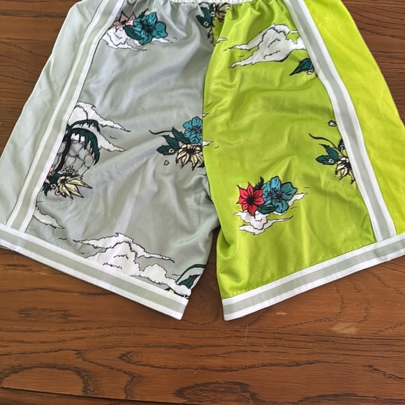Nike Athletic Green and Gray Split-Design Shorts - Picture 5 of 6